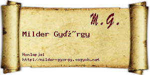 Milder György névjegykártya